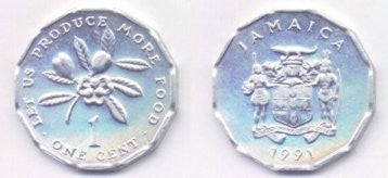 (64) Jamaica. 1991. 1 Cent (SC)