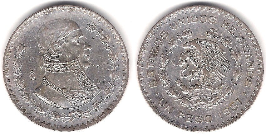 (459) Estados Unidos Mexicanos. 1961. 1 Peso (MBC) (Plata)
