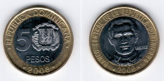 República Dominicana. 2008. 5 Pesos (SC)