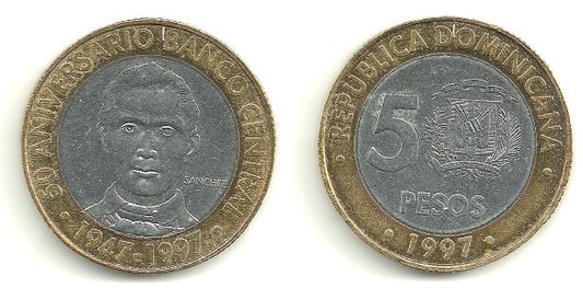 (88) República Dominicana. 1997. 5 Pesos (SC)