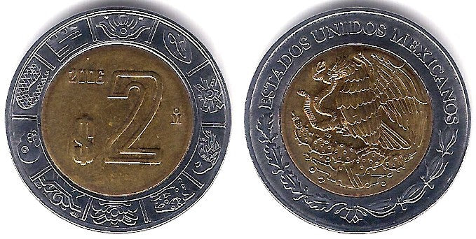 (604) Estados Unidos Mexicanos. 2006. 2 Pesos (SC)