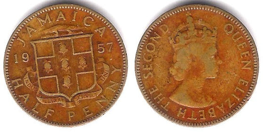 (36) Jamaica. 1957. Half Penny (BC+)