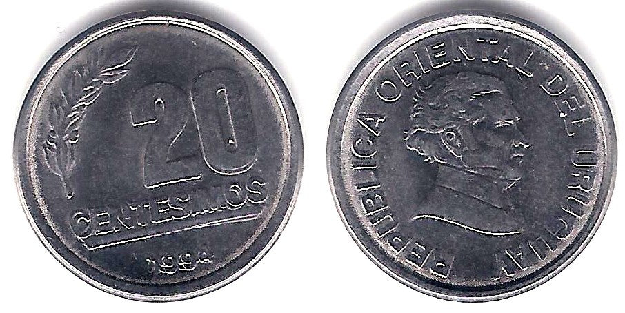 (105) Uruguay. 1994. 20 Centesimos (SC) Defecto de acuñación
