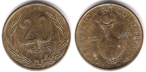 (271) Colombia. 1989. 20 Pesos (EBC+)