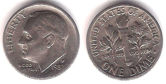 (195a) Estados Unidos de América. 1982(P). 1 Dime (MBC)