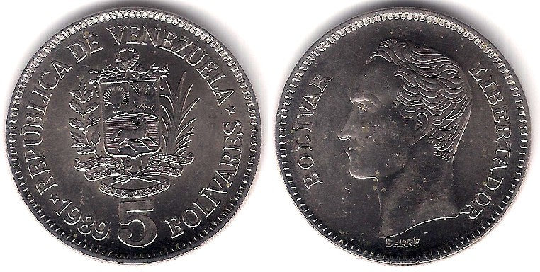 (Y53a.2) Venezuela. 1989. 5 Bolivares (SC-)