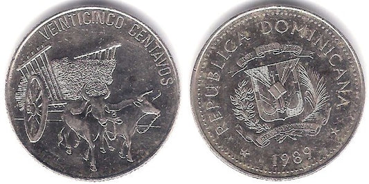 (71.1) República Dominicana. 1989. 25 Centavos (MBC)