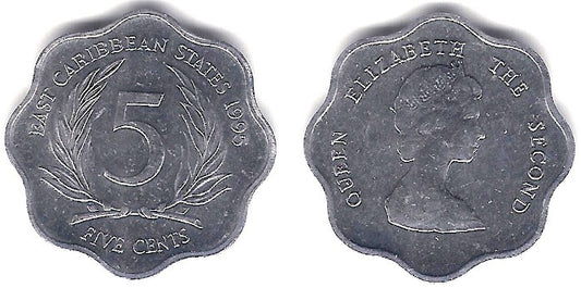 (12) Estados Orientales Caribeños. 1995. 5 Cents (EBC+)