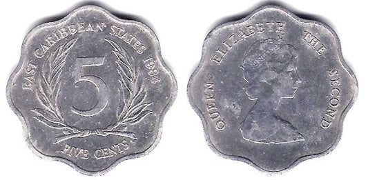 (12) Estados Orientales Caribeños. 1984. 5 Cents (MBC)