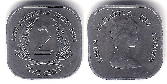 (11) Estados Orientales Caribeños. 1995. 2 Cents (SC)