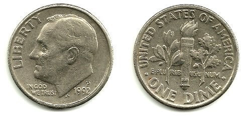 (195a) Estados Unidos de América. 1992(P). 1 Dime (EBC)