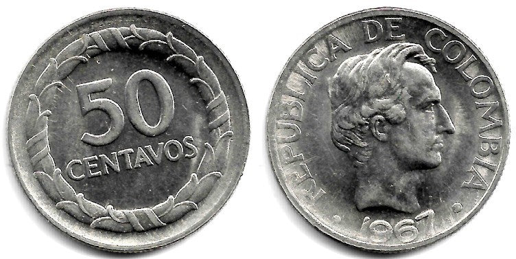 (228) Colombia. 1967. 50 Centavos (EBC+)