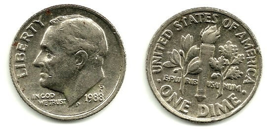 (195a) Estados Unidos de América. 1988(P). 1 Dime (EBC)