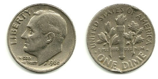 (195a) Estados Unidos de América. 1966. 1 Dime (MBC)