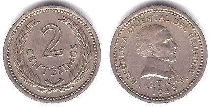(33) Uruguay. 1953. 2 Centesimos (MBC)