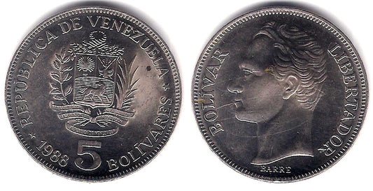 (Y53.2) Venezuela. 1988. 5 Bolivares (EBC)