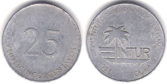(419) Cuba. 1988. 25 Centavos (BC+/BC)