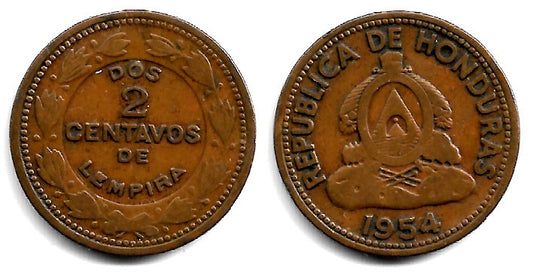 (78) Honduras. 1954. 2 Centavos de Lempira (MBC)