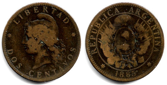 (33) Argentina. 1885. 2 Centavos (BC)
