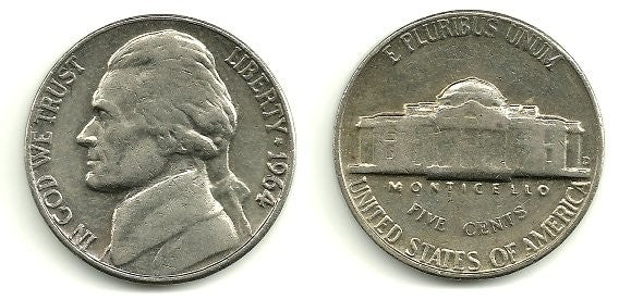 (A192) Estados Unidos de América. 1964. 5 Cents (MBC)
