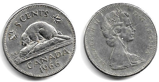 (60.1) Canadá. 1966. 5 Cents (MBC)