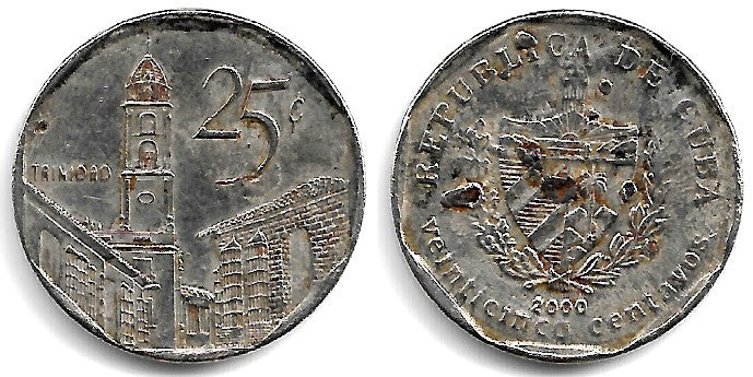 (577.2) Cuba. 2000. 25 Centavos (BC)