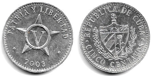 (34) Cuba. 2003. 5 Centavos (EBC)