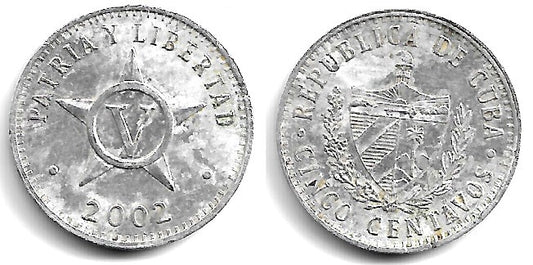 (34) Cuba. 2002. 5 Centavos (BC+)