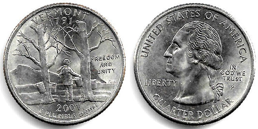 (321) Estados Unidos de América. 2000(P). Quarter Dollar (EBC) Vermont