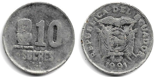 (92.2) Ecuador. 1991. 10 Sucres (RC)