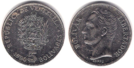 (Y53a.2) Venezuela. 1990. 5 Bolivares (EBC)