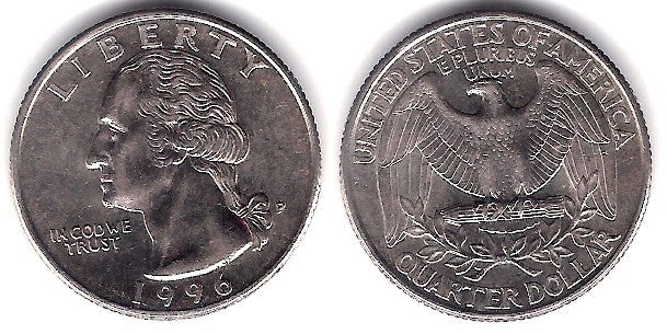 (A164a) Estados Unidos de América. 1996(P). Quarter Dollar (EBC+)