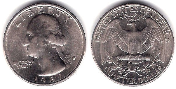 (A164a) Estados Unidos de América. 1987(P). Quarter Dollar (EBC-)