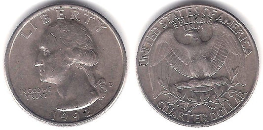 (A164a) Estados Unidos de América. 1992(P). Quarter Dollar (MBC)