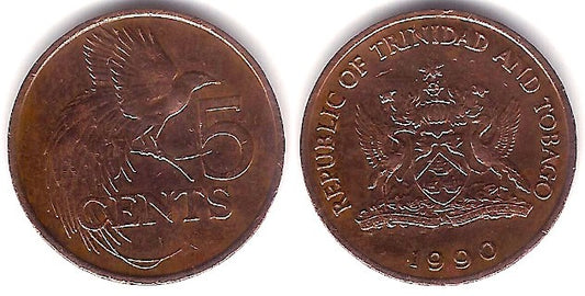 (30) Trinidad y Tobago. 1990. 5 Cents (MBC)