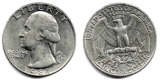 (A164a) Estados Unidos de América. 1981(P). Quarter Dollar (MBC)