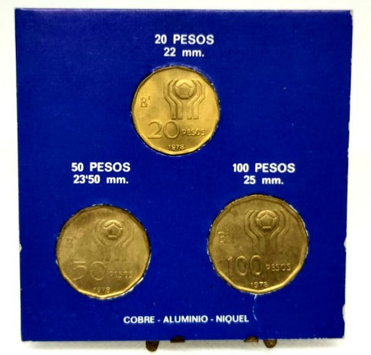 Argentina. 1978. Blister Mundial de Fútbol. 3 Monedas (SC)