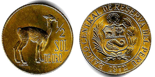 (247) Perú. 1972. ½ Sol de Oro (EBC+) Exceso de Metal