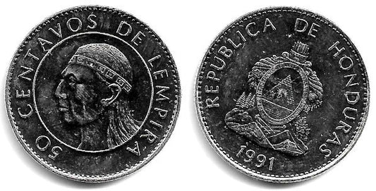 (84a.1) Honduras. 1991. 50 Centavos (EBC+)