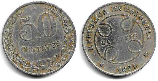 Colombia. 1921. 50 Centavos (BC) Leprosería Lazareto