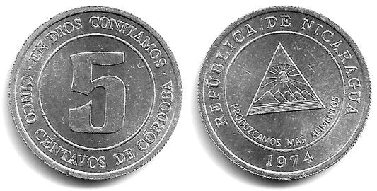 (28) Nicaragua. 1974. 5 Centavos (SC)
