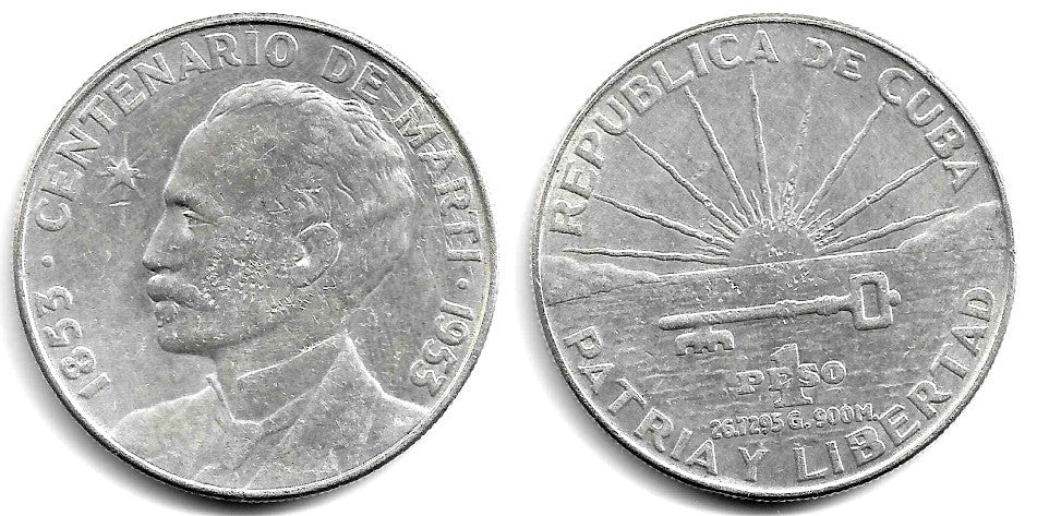 (29) Cuba. 1953. 1 Peso (EBC) (Plata)